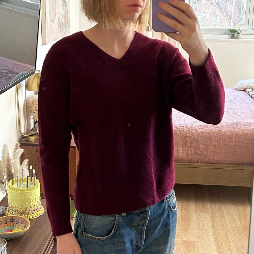 Rochas Wool Burgundy Sweater - 40, Small